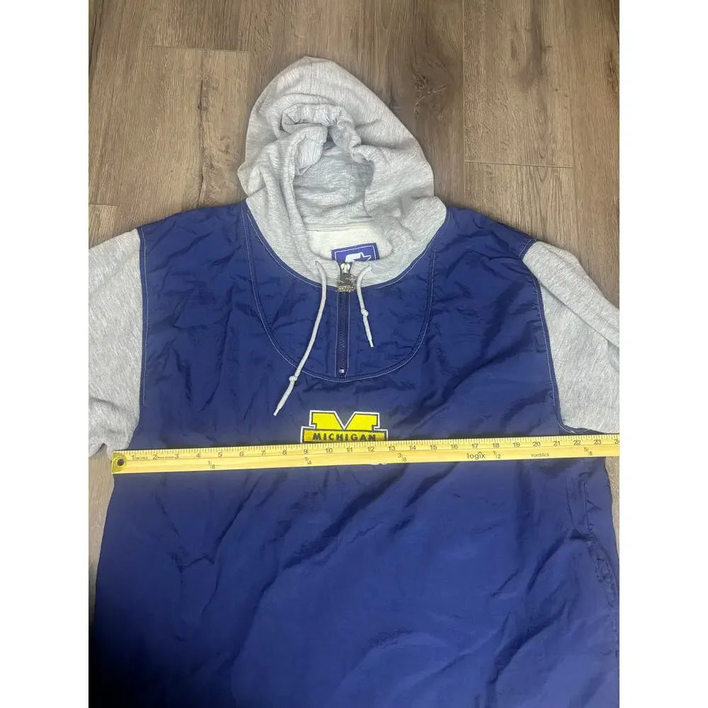Vintage 90s Starter Michigan Wolverines Pullover Hoodie Windbreaker M Korea